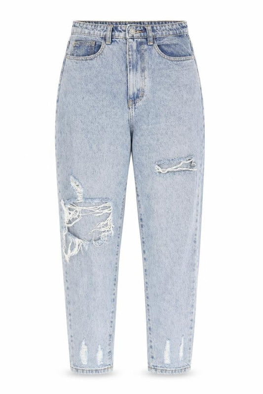 PrettyLittleThing Women's Blue Mom Jeans, Size 10, Distressed