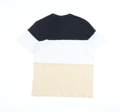 Back view of Fila Men's Black Beige Colourblock T-Shirt, size S