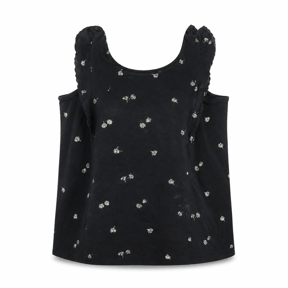 Fat Face Women's Black Floral Blouse, Size 12