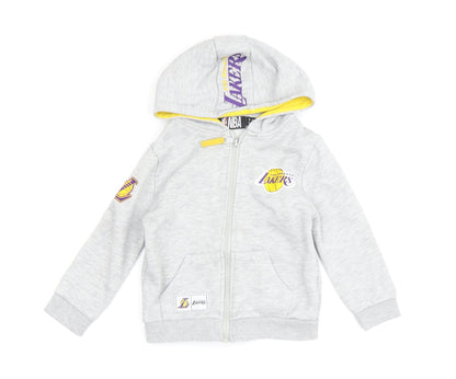 Additional front view of NBA boys’ grey la lakers hooded jacket 3-4 years