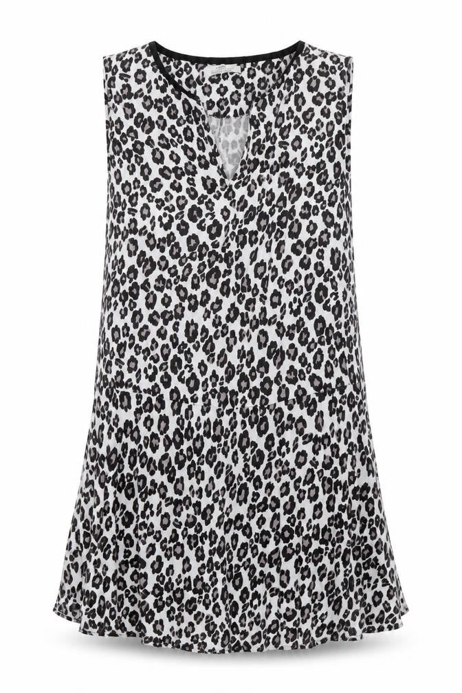 Mango Women's Animal Print Sleeveless Top in Black & White