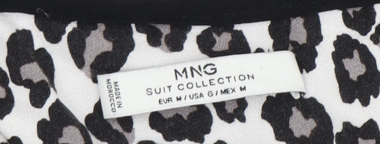 MNG Women's Animal Print Sleeveless Top in Black & White