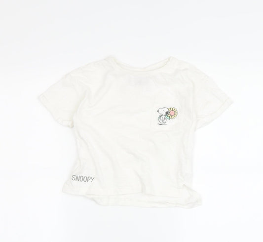 Peanuts Girls White Snoopy T-Shirt, Size 3-4 Years