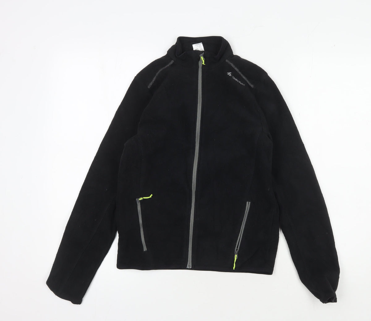 Additional front view of Decathlon girls’ black fleece jacket, size 12, lightweight activewear