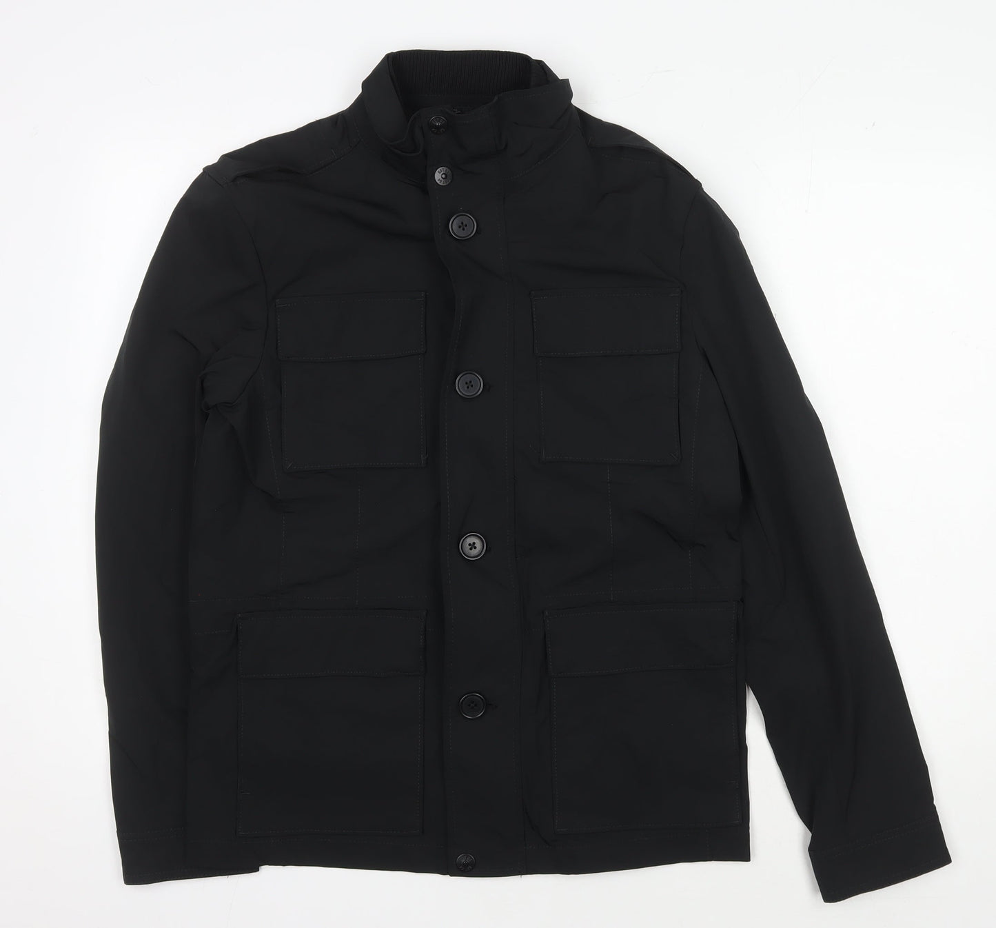 Marks and Spencer Black Military Jacket, Size S, Men's Mid-Length
