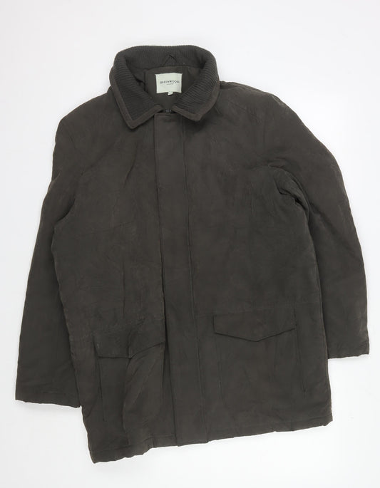 Greenwoods Men’s Medium Green Overcoat, Mid-Length Cotton
