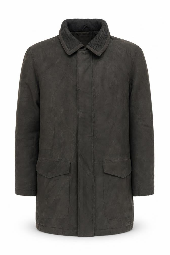 Greenwoods Men’s Medium Green Overcoat, Mid-Length Cotton