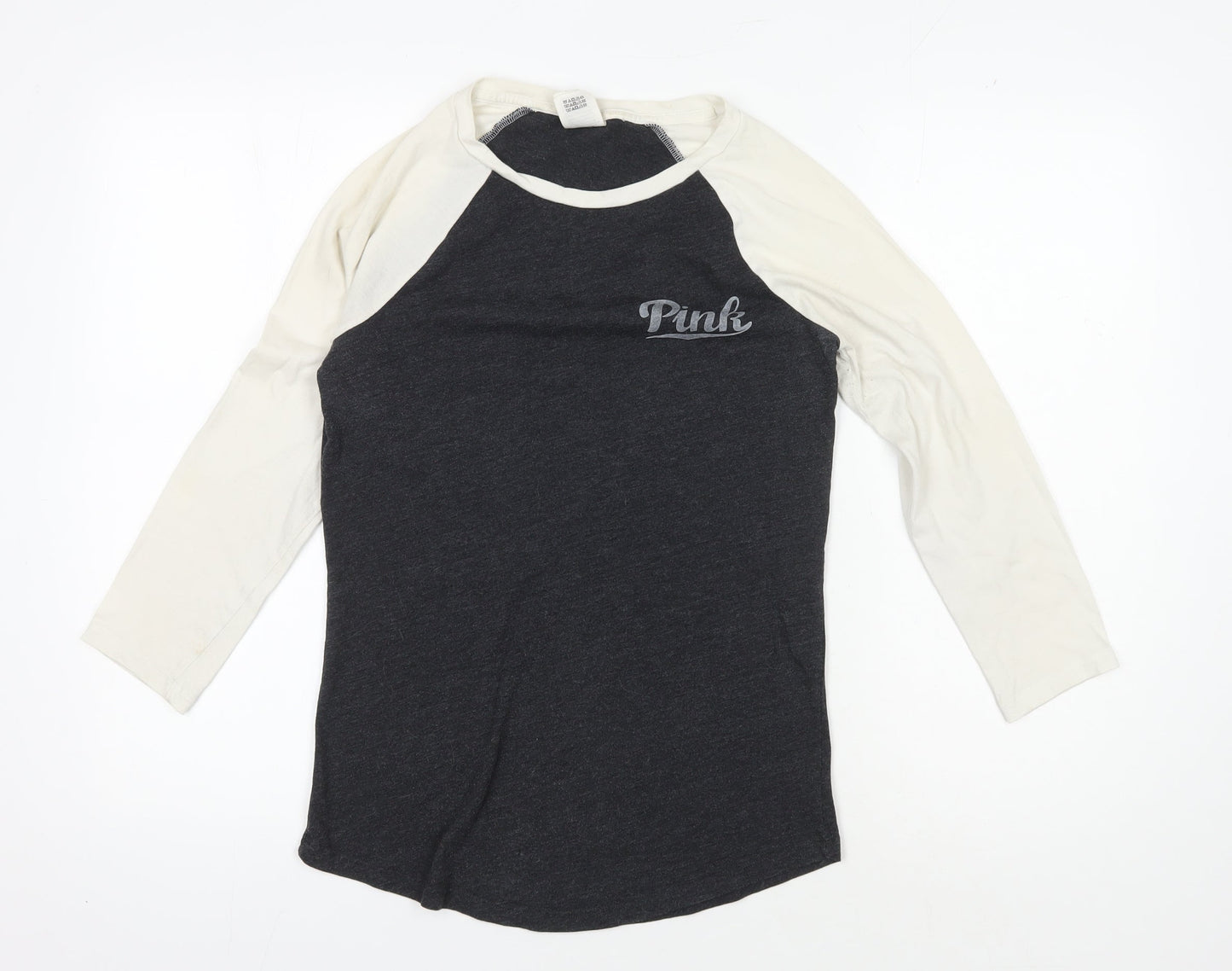 Victoria's Secret Women's Black Ivory XS Ringer T-Shirt