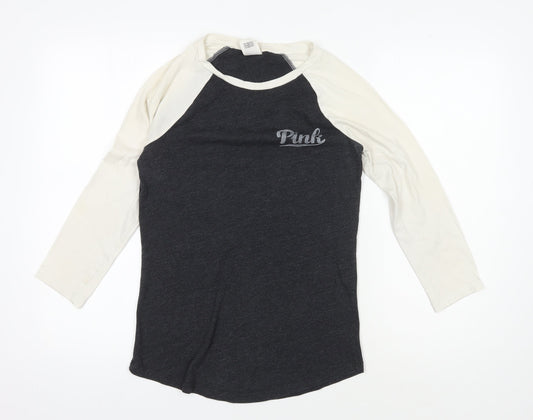 Victoria's Secret Women's Black Ivory XS Ringer T-Shirt
