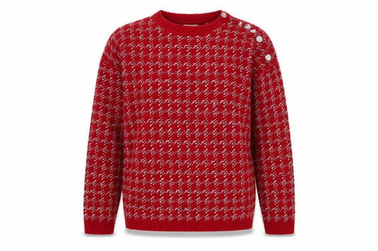 Damart Women's Red Pullover Jumper - Medium Geometric