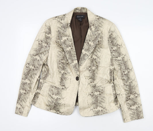 Focus 2000 Women's Beige Animal Print Blazer, Size 10