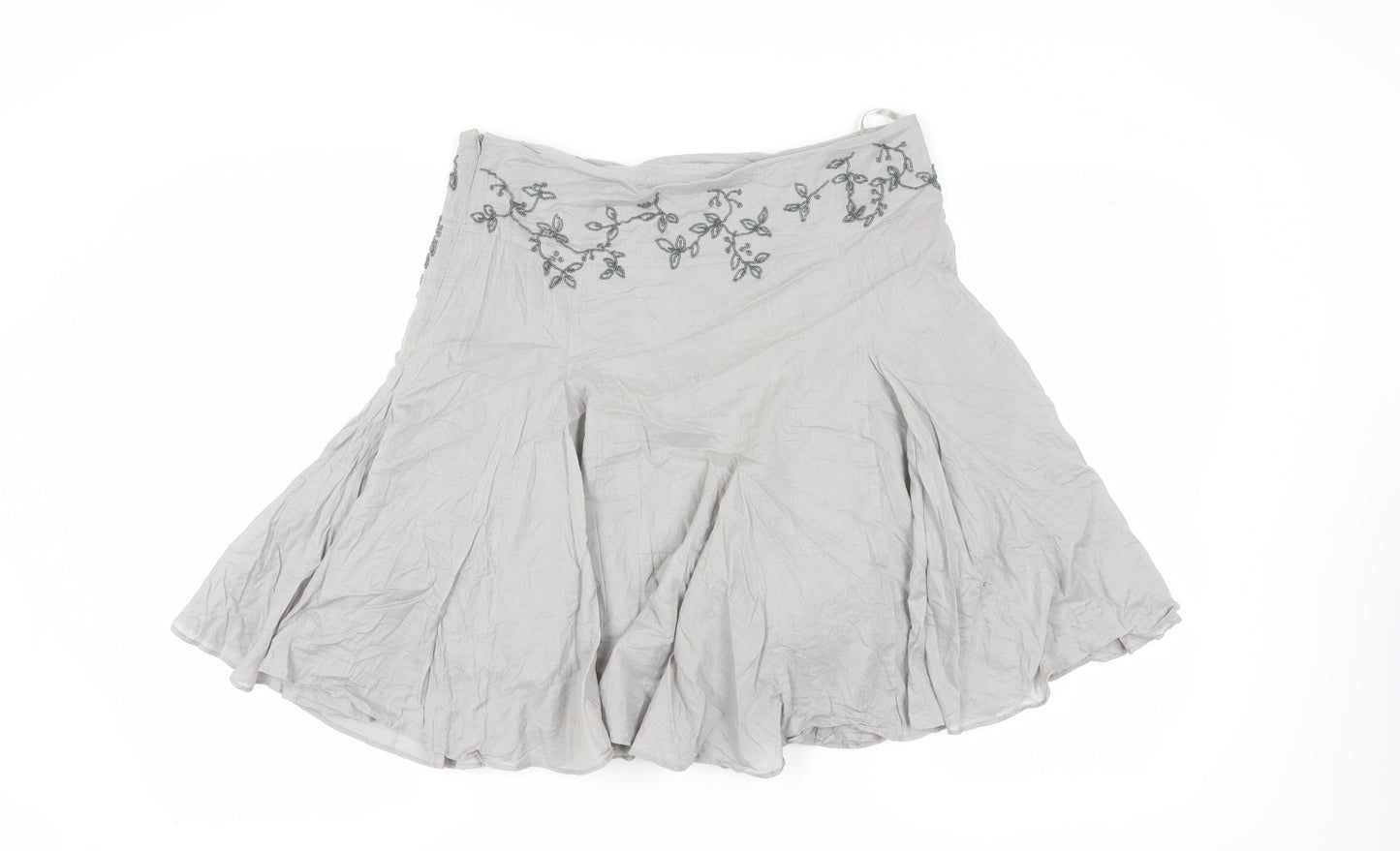 Ted Baker Women's Grey A-Line Skirt, Size 4, Embroidered