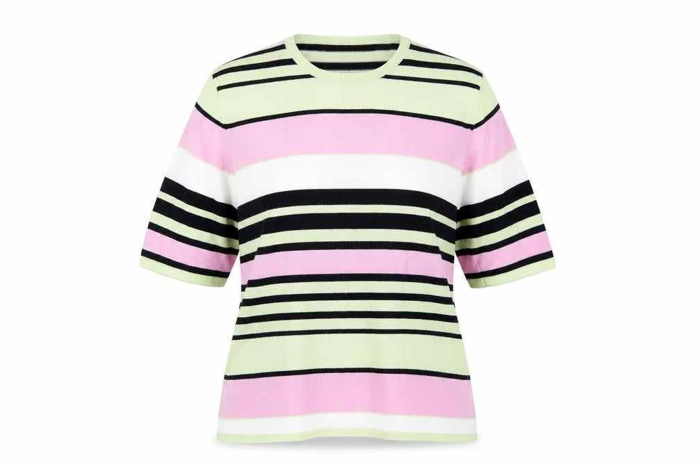 Viyella Women's Multicoloured Striped T-Shirt, S, Cotton