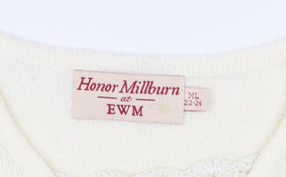 Brand and care label for Honor Millburn Women's Ivory V-Neck jumper XL