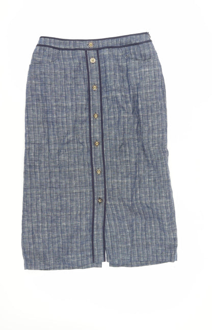 Viyella Women's Blue Midi Pencil Skirt, Size 12