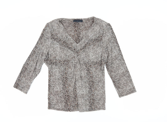 Viyella Women's Animal Print Wrap Blouse - Brown, M