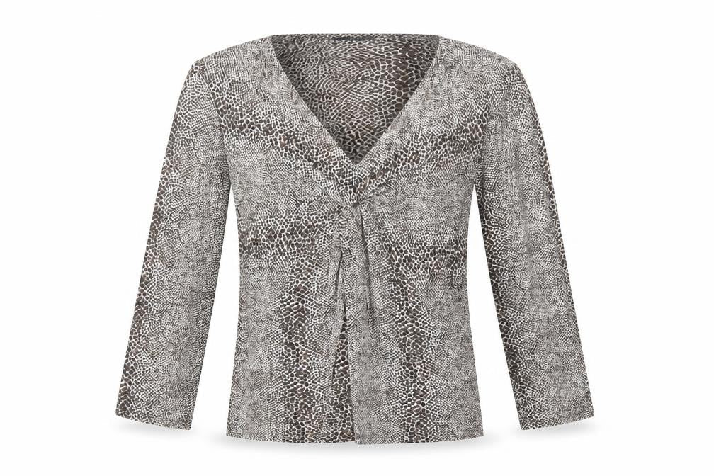 Viyella Women's Animal Print Wrap Blouse - Brown, M