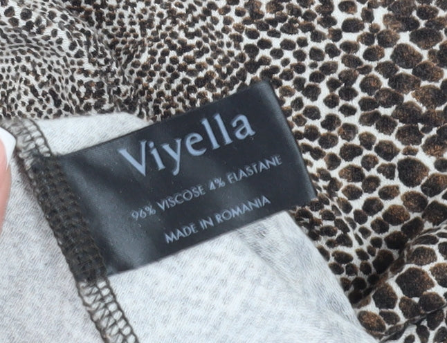 Viyella Women's Animal Print Wrap Blouse - Brown, M