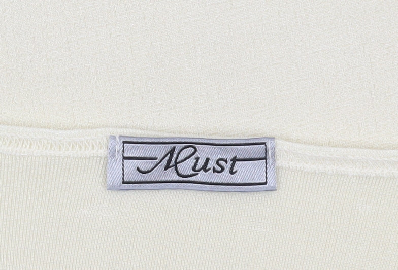 Must Women's Beige Floral Embroidered T-Shirt 2XL Casual