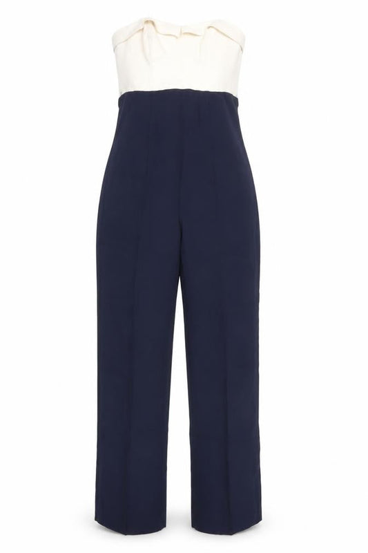 Ted Baker Women’s Ivory & Blue Strapless Jumpsuit UK 6