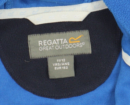 Close-up detail of Regatta boys’ blue fleece hooded jacket -, size 11