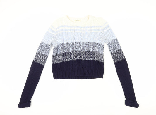 SoulCal Women's Blue Cable-Knit Jumper Size 8