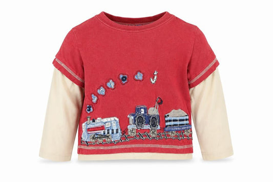 Jasper Conran Unisex Red Train T-Shirt, 12-18 Months