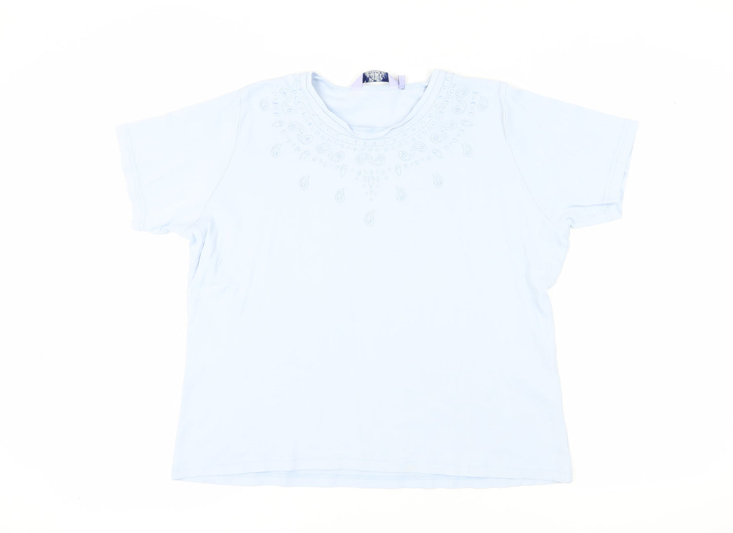 Honor Millburn Women's Blue Embroidered T-Shirt, Size 18-20
