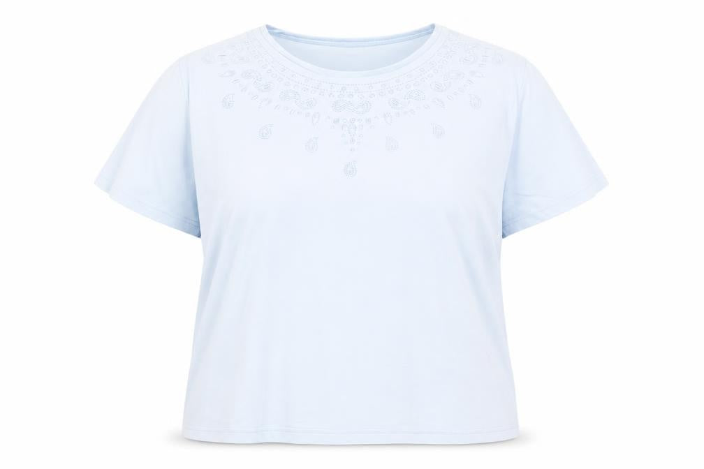 Honor Millburn Women's Blue Embroidered T-Shirt, Size 18-20