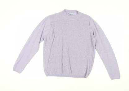 Additional front view of Honor Millburn Women's Purple Cable-Knit Jumper M