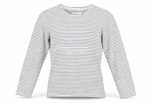 Front view of Jasper Conran girls’ white striped long sleeve t-shirt, size 9