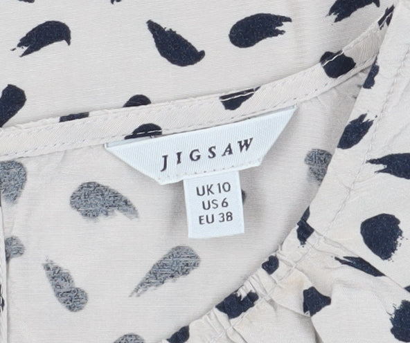 Jigsaw Women's Grey Patterned Blouse Size 10