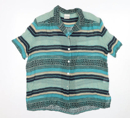 Eastex Women's Multicoloured Striped Collared Blouse, Size 16