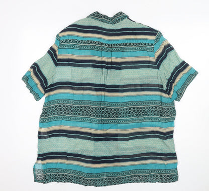 Eastex Women's Multicoloured Striped Collared Blouse, Size 16