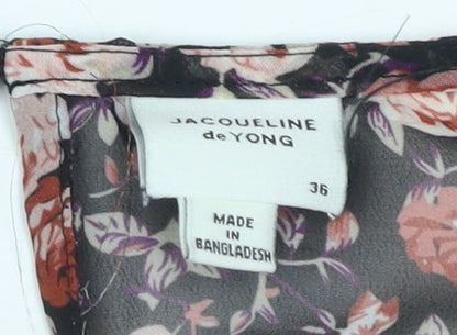 Close-up detail of Jacqueline de Yong Women's Multicoloured Floral Blouse, size 8