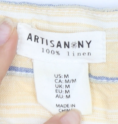 Artisan NY Women's Multicoloured Striped Linen Tunic Blouse M
