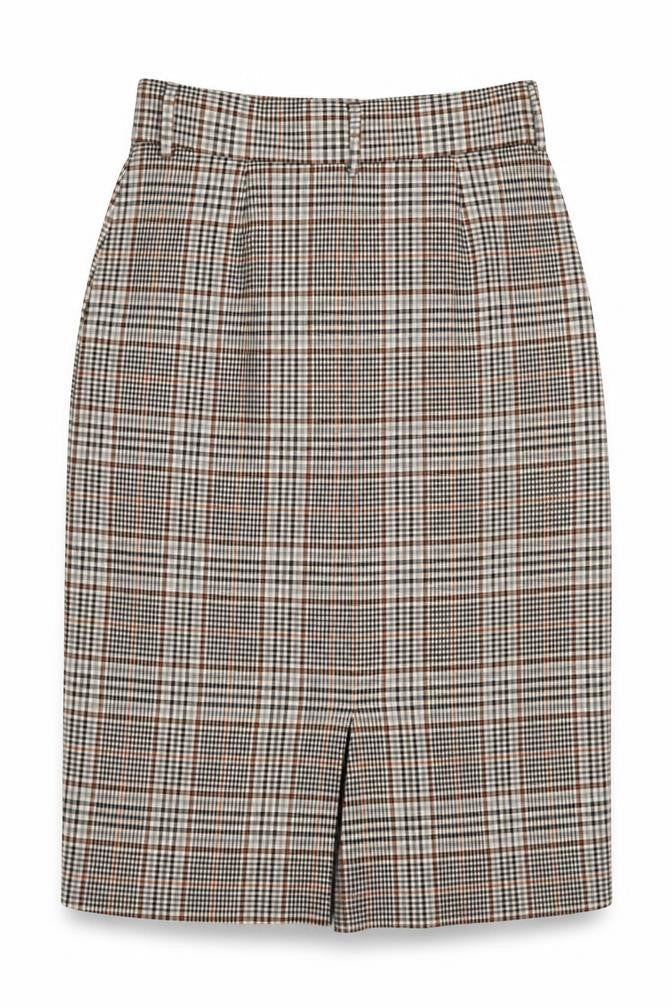 Marks & Spencer Women's Brown Check Pleated Skirt - Size 12
