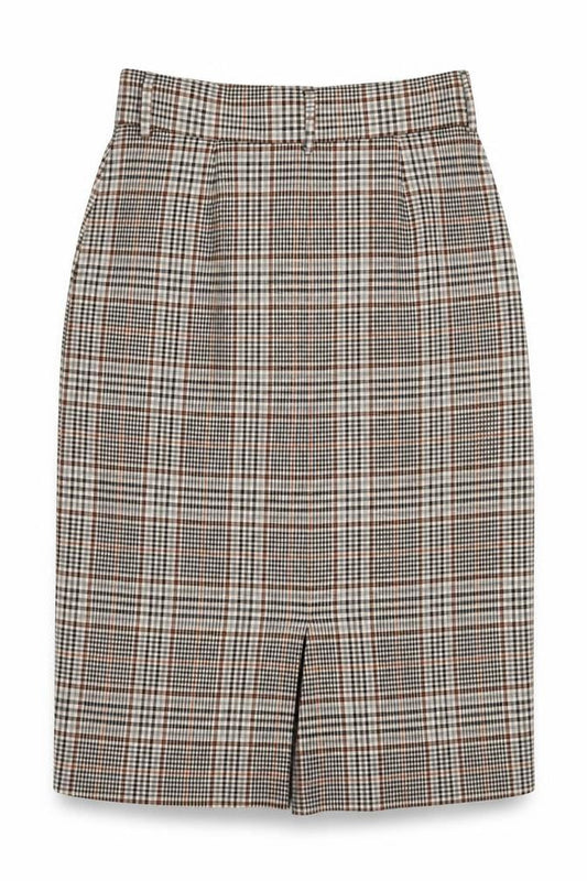 Marks & Spencer Women's Brown Check Pleated Skirt - Size 12