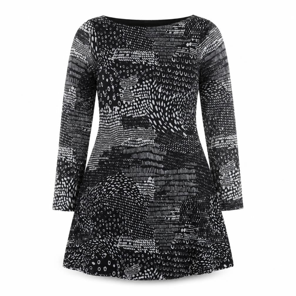Next Women's Black Geometric Dress, Size 14, Long Sleeve