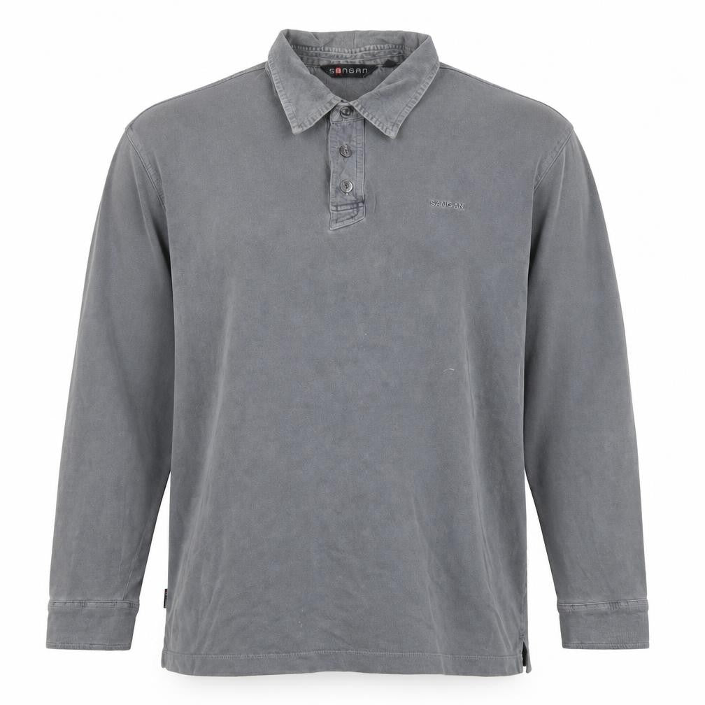 Sangan Men's Grey Long Sleeve Polo L