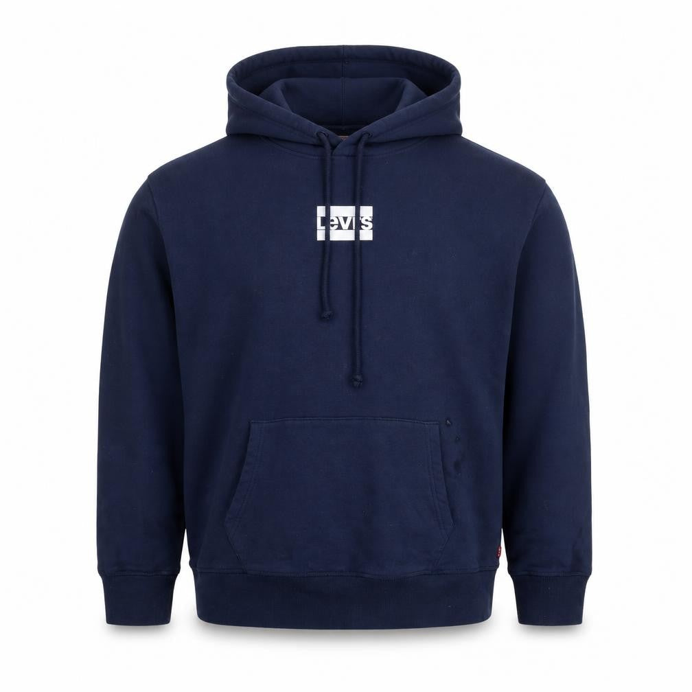 Levi's Men's Blue Pullover Hoodie, M - Logo Accents