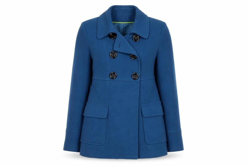 John Rocha Women's Blue Wool Pea Coat Size 12