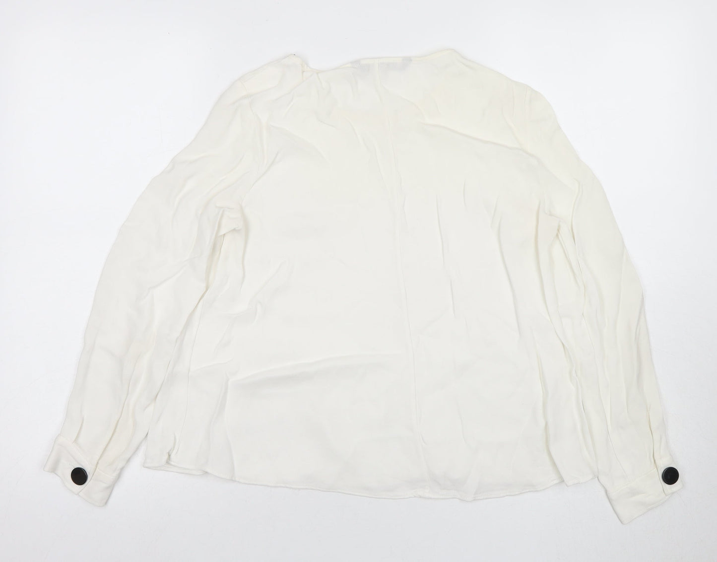 Zara Woman White Blouse, Women, S, Round Neck, Long Sleeve