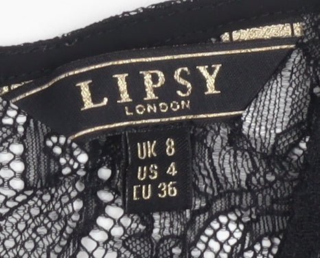 Lipsy Women's Black Lace Short Sleeve Blouse UK 8