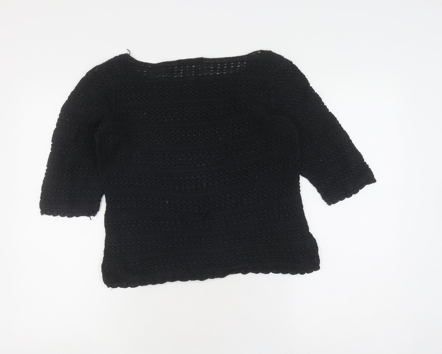 Next Women's Black Crochet Pullover, Size 8