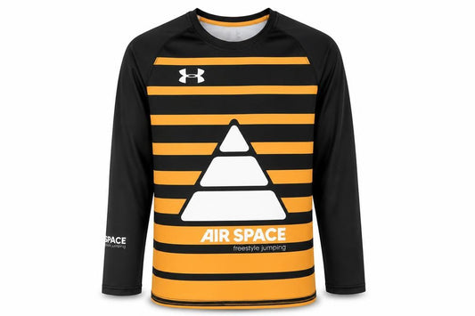 Front view of Under Armour boys’ black striped jersey t-shirt 10-11 years