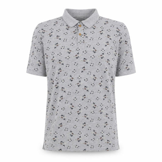 Grey Womens Floral Polo Shirt, L, Classic Casual Style