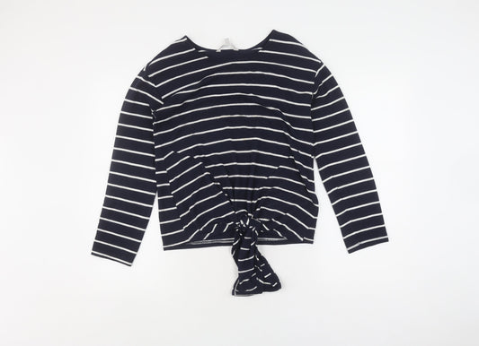 Red Herring Women's Blue Striped T-Shirt, Size 10, Long Sleeve