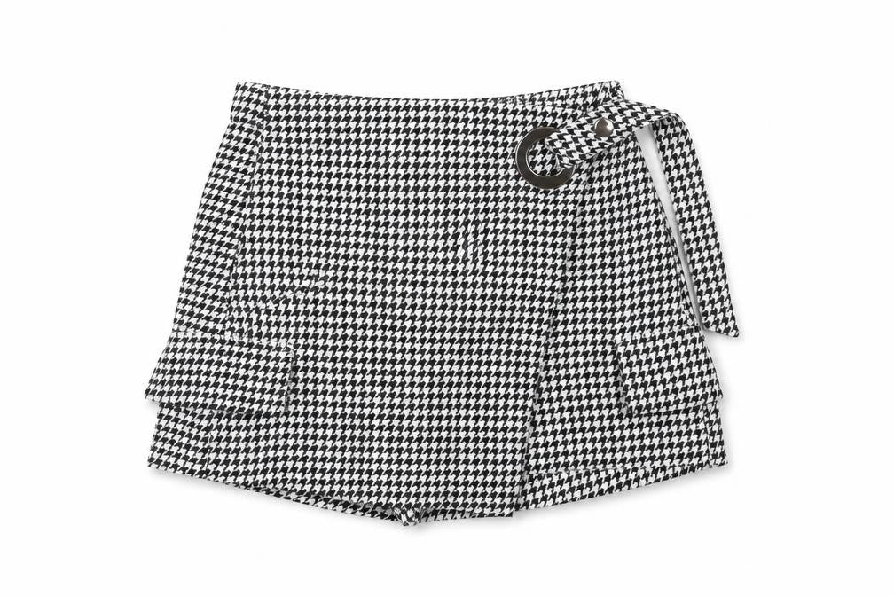 Bershka Women's Skort, Black, Size 6, Houndstooth