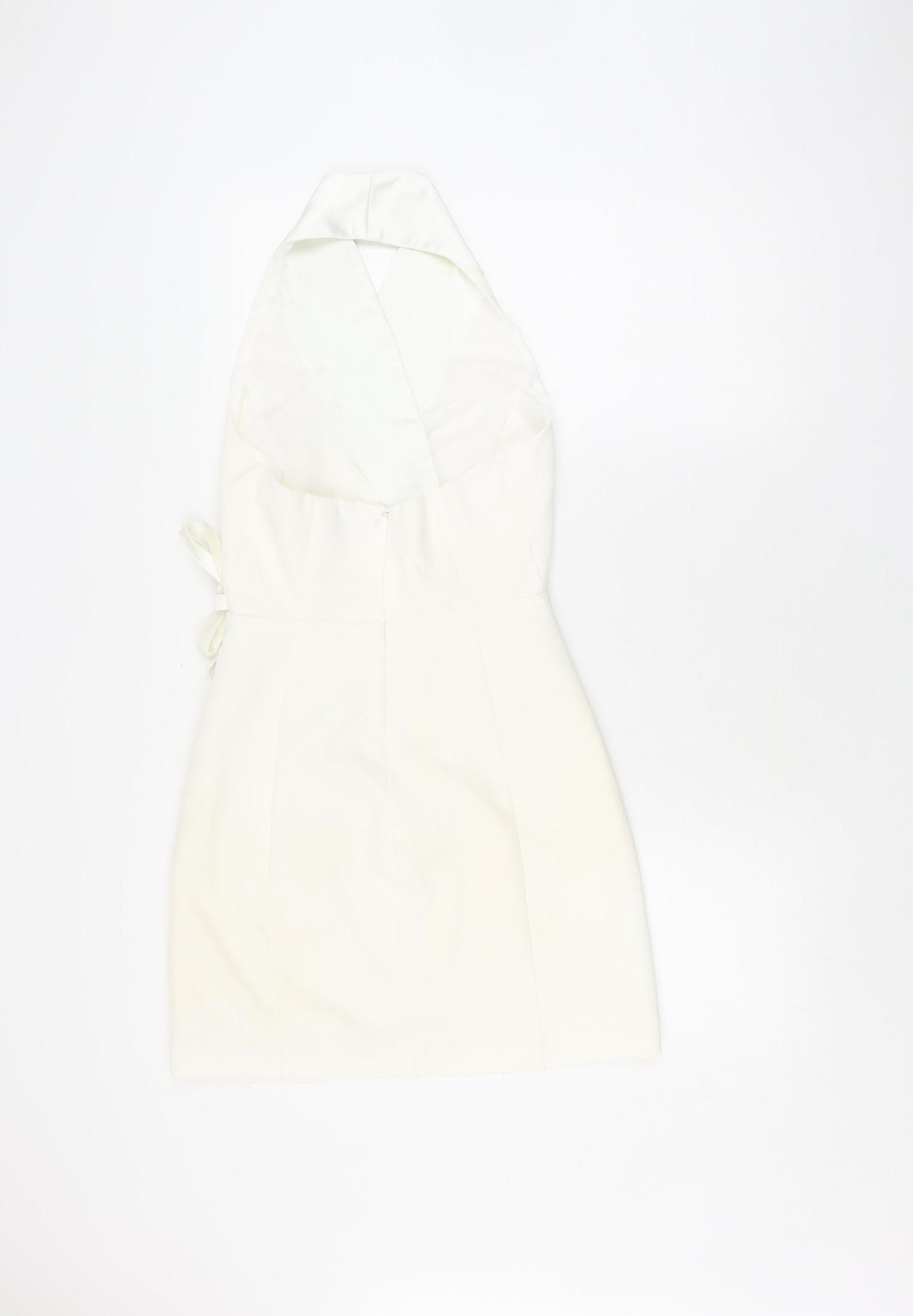 Bershka Women's Ivory Pencil Dress S, Strappy Halter